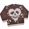 Y2K европейский и американский осенне-зимний теплый вязаный свитер с рисунком черепа в стиле Харадзюку, уличное пальто, свободный свитер в стиле хип-хоп