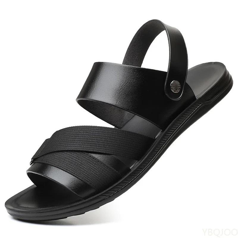 Sandals Men Leather Luxury Brand 2024 Fashion Designer Slippers Summer Beach Soft Leather Casual Outdoor Sandals for Men