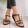 Fashion 2025 Fashion Ladies Shoes Open Toe Women's Sandals Summer Casual New Rivet Best Seller Comfortable Flat Sandals Zapatos Mujer