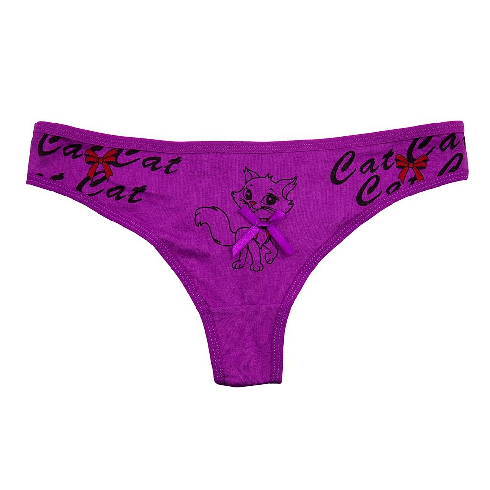 Женские стринги с принтом кошечки