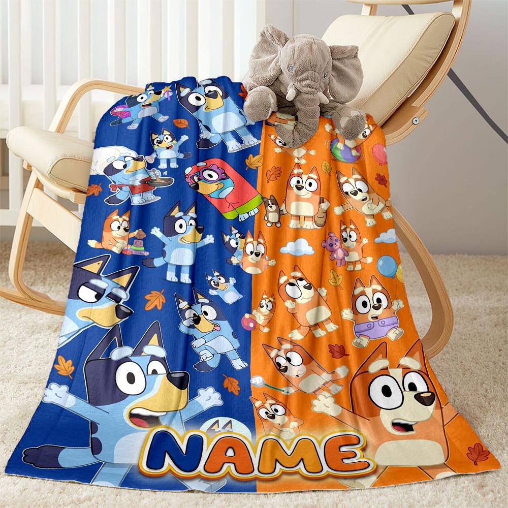 Bluey Cat Adventure Customize Your Name Blanket Throw Personalized Blanket Warmthful Decor for Bed Bedding Home Decor Picnics Four Seasons Multipurpos