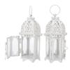 2Pcs Candlestick Ornaments White Transparent Romantic Castle Iron Hanging Candle Holder