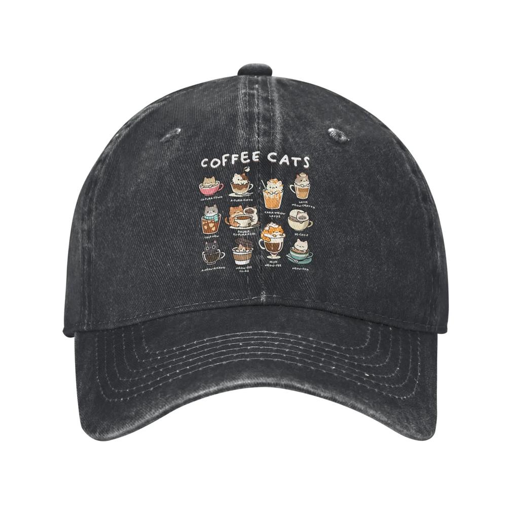 Кот Кофеман Бейсболка Винтажная Потертая Стиранная Snapback Кепка для Мужчин Женщин Активный Отдых Регулируемая Кепка Шляпа