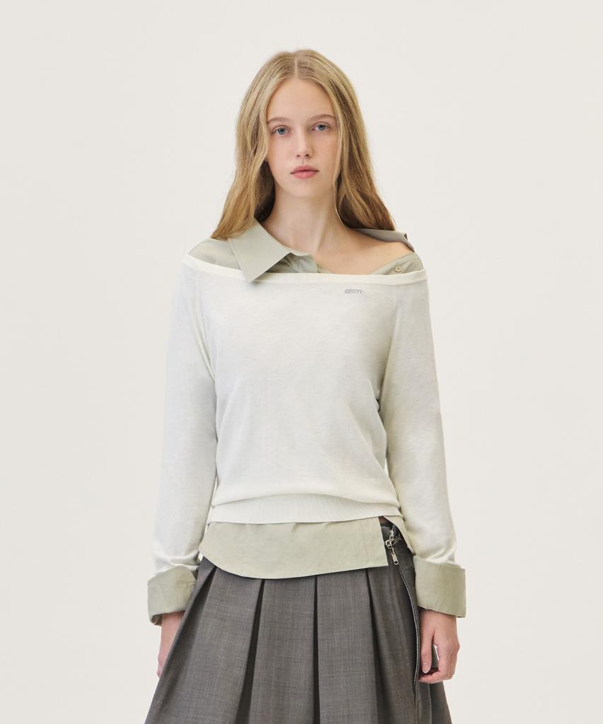 GROVE Juno Off-Shoulder Knit (Ivory)