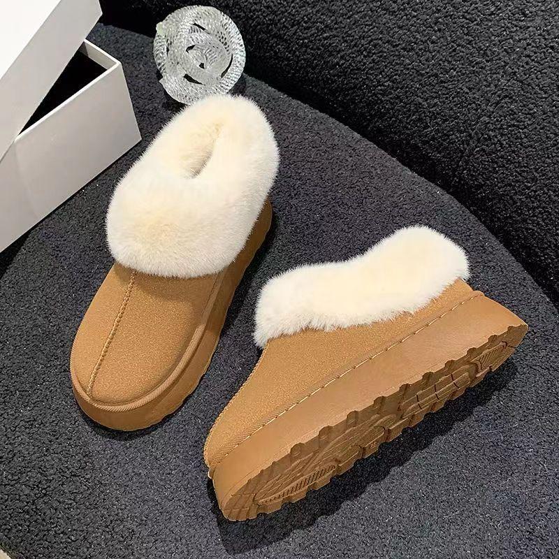 Женские зимние ботинки с мехом, 2024 новинка, женские зимние утепленные, на толстой подошве, короткие ботинки, хлопковая обувь