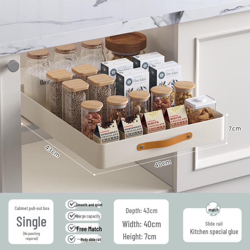 Pull-Out Basket Drawer Dish Rack for Kitchen Cabinet Storage