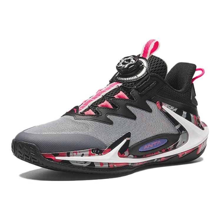 Anta Кроссовки для баскетбола Kids Crazy Spike Outdoor Professional с нескользящей подошвой и дышащим верхом, детские кроссовки серо-красного цвета 312431111-8