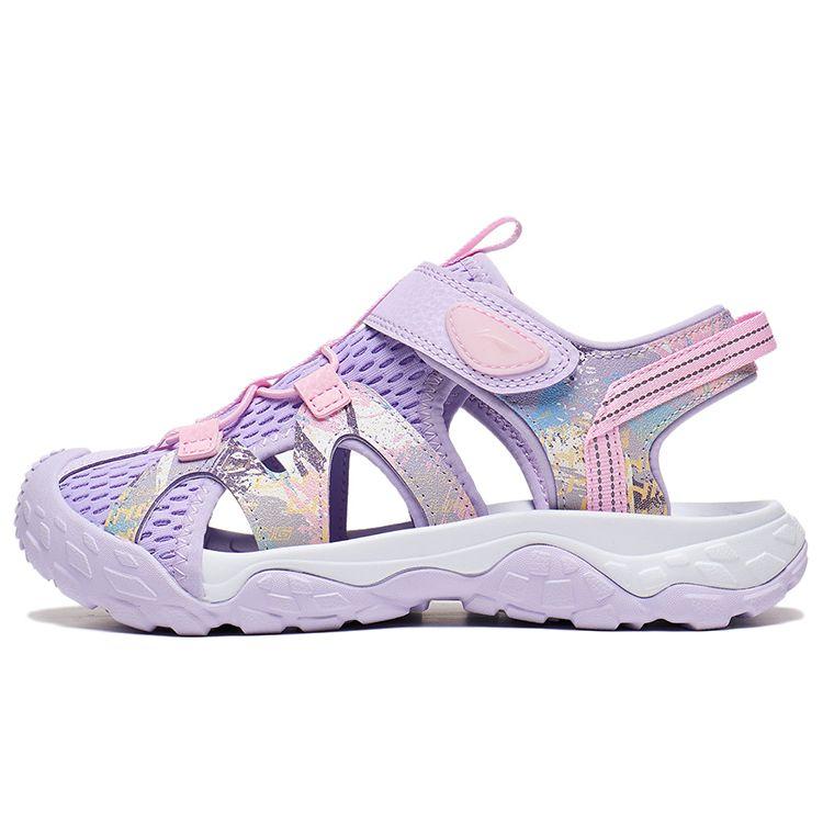 Li Ning Youth Childrens Trekking 1.5 Sports Lifestyle Series Color Block Sandals Kids Sandals Purple YKUT016-2