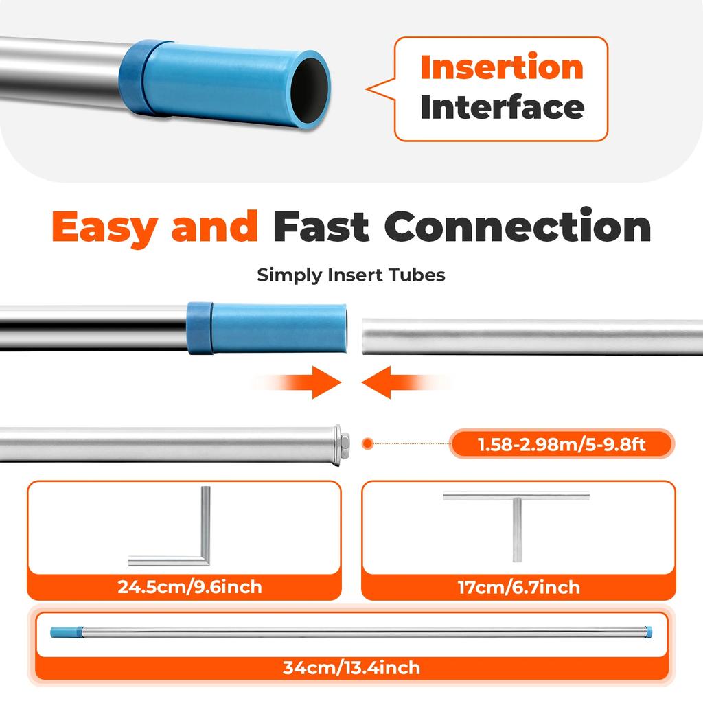 10x20ft Backdrop Stand Pipe Kit, Curtain Frame Professional Background Support Telescopic Stand for Wedding Party Celebration