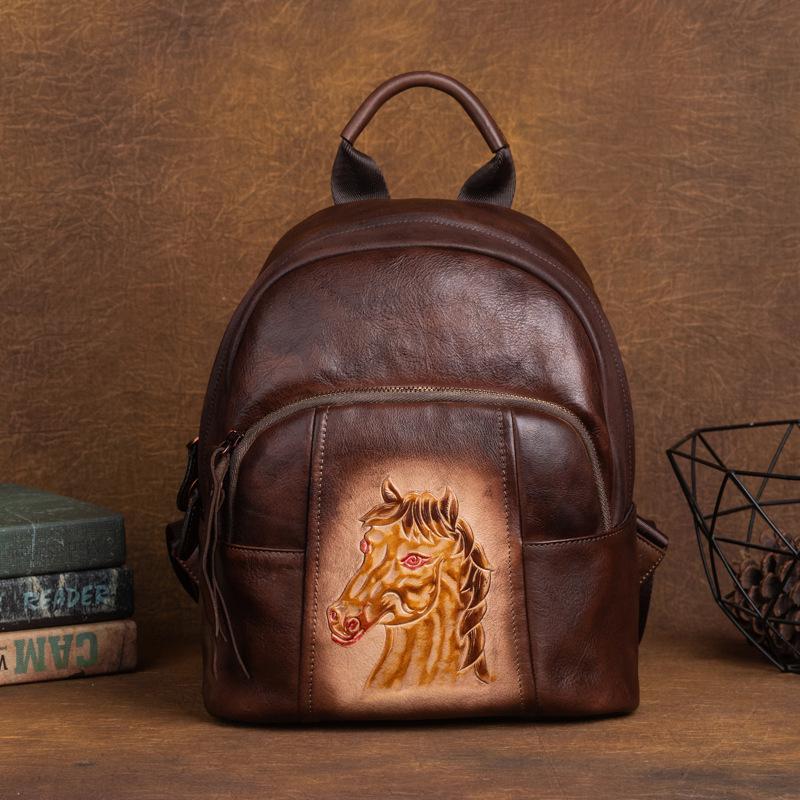 Johnature Винтажный рюкзак из натуральной коровьей кожи, женская сумка, многоцелевой большой вместительный дорожный рюкзак ручной работы