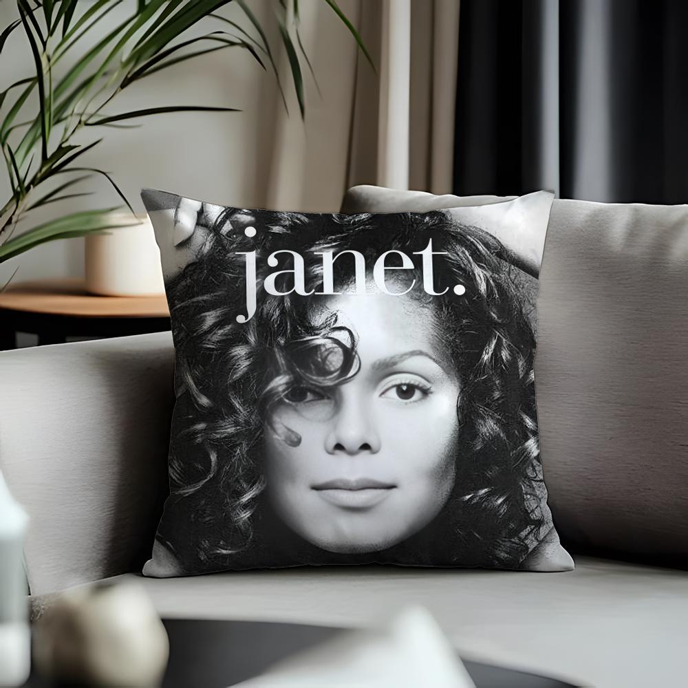 Fashion JJanet Jacksoning Cushion Cover Antidustmite Pillowcase Invisible Zipper Silky Short Plush Sofa Cushion Cover