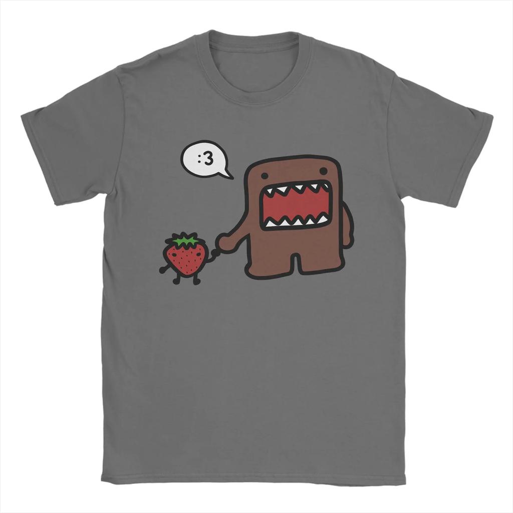 Уличная футболка Domo Kun Хлопковые футболки Хипстерская футболка для мужчин Пляжная Y2K Базовая принтованная одежда с коротким рукавом