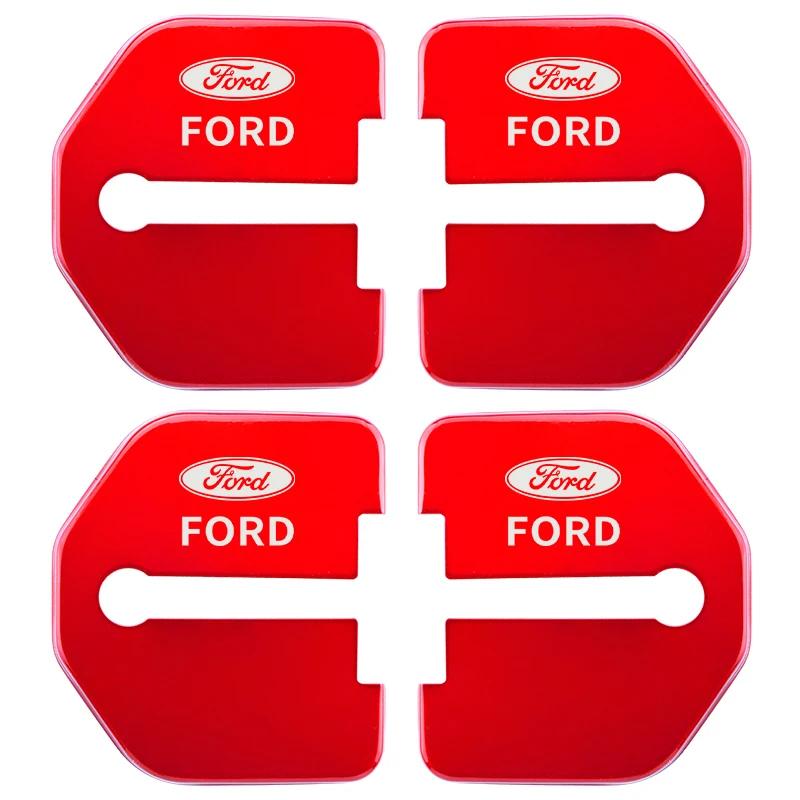Car Sticker 4pcs Door Lock Decoration Protection Cover Emblem case for Ford Kuga Territory Focus RS Escort Fiesta Mondeo Accesso