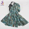 Ultralarge Blue White 100% Mulberry Silk Scarf Beach Wrap Brand Female Long Scarves New Paisley Design Silk Scarf Shawl
