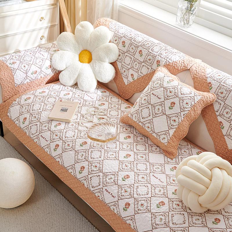 Стильная подушка для дивана из чистого хлопка, нескользящая пасторальная маленькая свежая ткань для дивана, чехол для четырех сезонов, универсальное сиденье для дивана