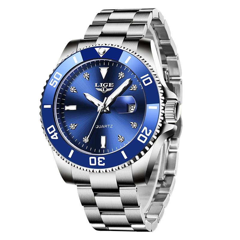 LIGE Новые лучшие брендовые роскошные мужские часы модные повседневные водонепроницаемые кварцевые часы с датой