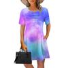 Женское летнее платье с градиентным принтом тай-дай, повседневное платье с короткими рукавами и круглыми карманами с завязками