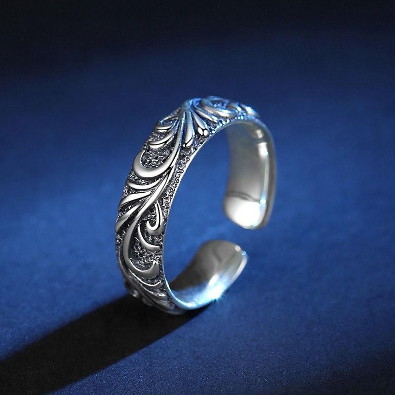Adjustable Unisex Vintage Motif Ring In Plated Copper Finger Statement Jewelry