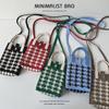 Korean-Style Houndstooth Mini Knitted Phone Bag & Coin Purse
