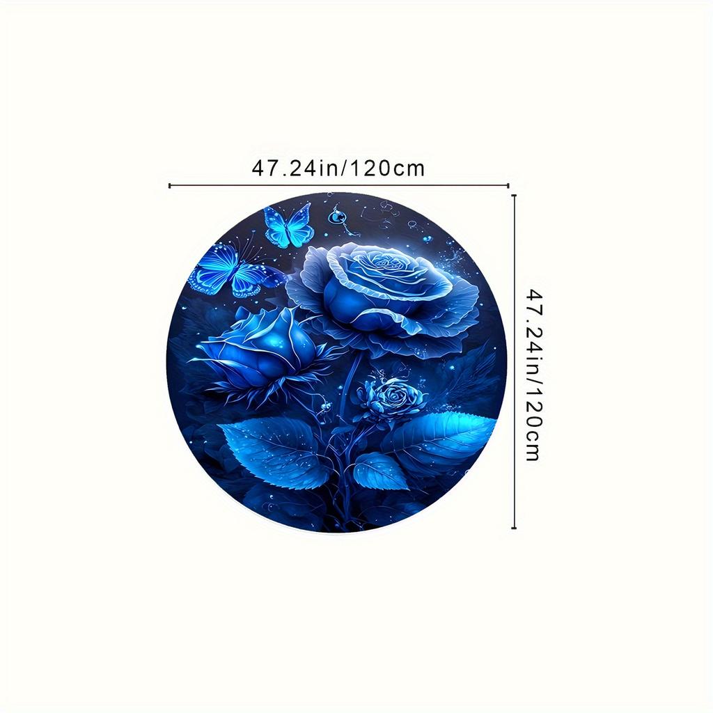 Роскошный узор из голубых роз Круглая форма Напольные коврики Кухонный коврик-дорожка для прихожей Ковер для спальни Гостиной Мягкий ковер Нескользящий ковер