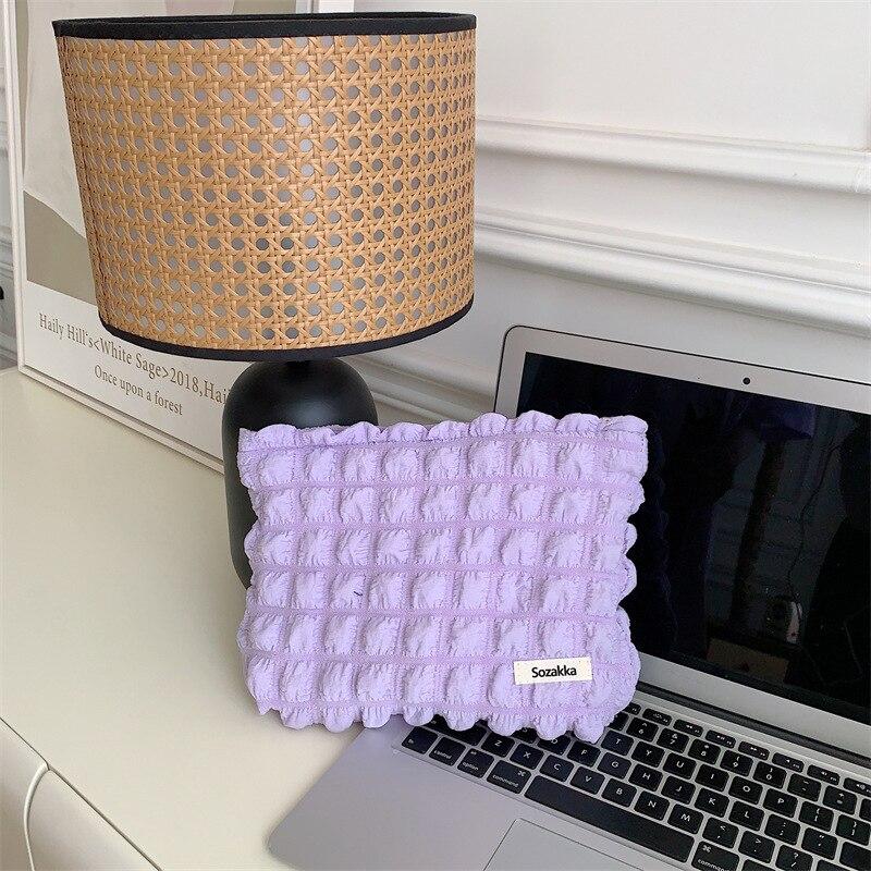 Мягкие цветные косметички большой вместимости из пузырьковой пряжи, дорожные туалетные принадлежности для ухода за кожей, косметичка-органайзер, клатч, косметичка на каждый день