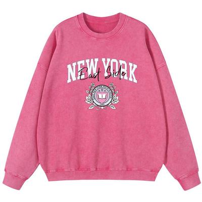 Женский свитшот из винтажного хлопка с эффектом стирки New York East Side, осенний мягкий пуловер тонкого стиля, худи уличного оверсайз кроя