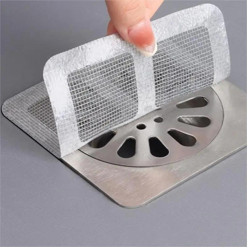 30PCS Disposable Hair Drain Catcher Mesh Anti-blocking Filter Floor Drains Sticker Shower Kitchen Bathroom Sink Strainer Stopper