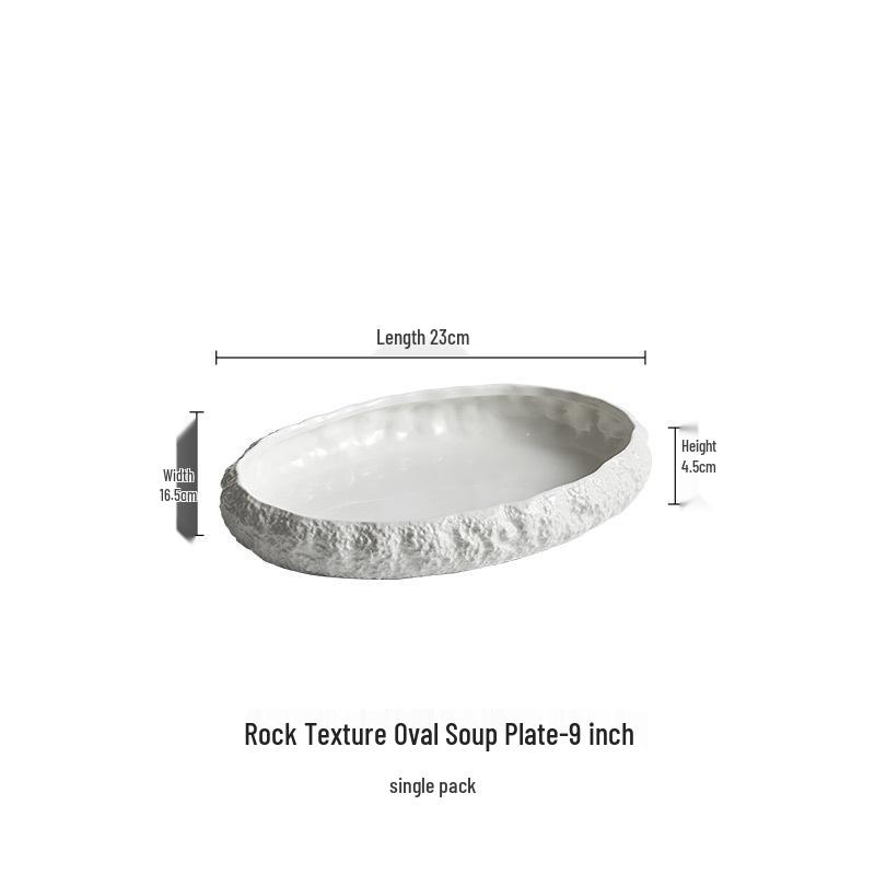 Большая керамическая тарелка для морепродуктов с текстурой камня для отеля и дома - издание 2025 года