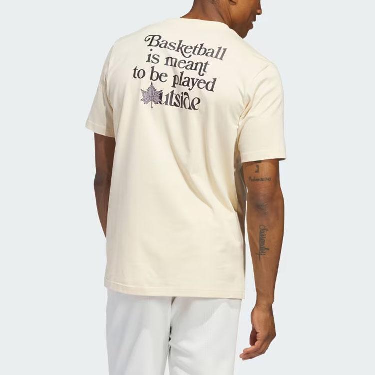 Adidas Court Therapy American Retro Graphic Printed Short Sleeve Tee Men Beige IN6361