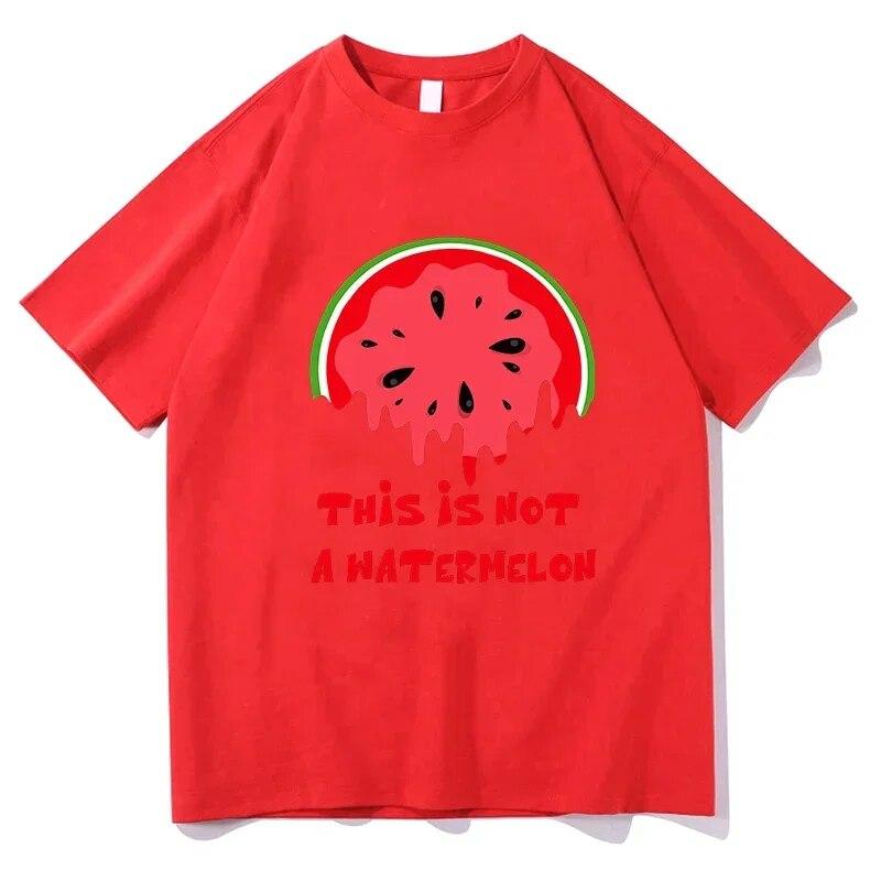 Shirts Streetwear This Is Not a Watermelon Palesti Graphic Tee Shirt Fashion Short Sleeve T-shirt Unisex 100% Cotton Oversized T