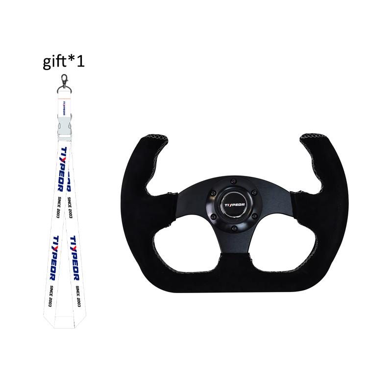 SIM TIYPEOR 13 inch 330mm suede black Steering Wheel D-shaped opening universal sport steering wheel