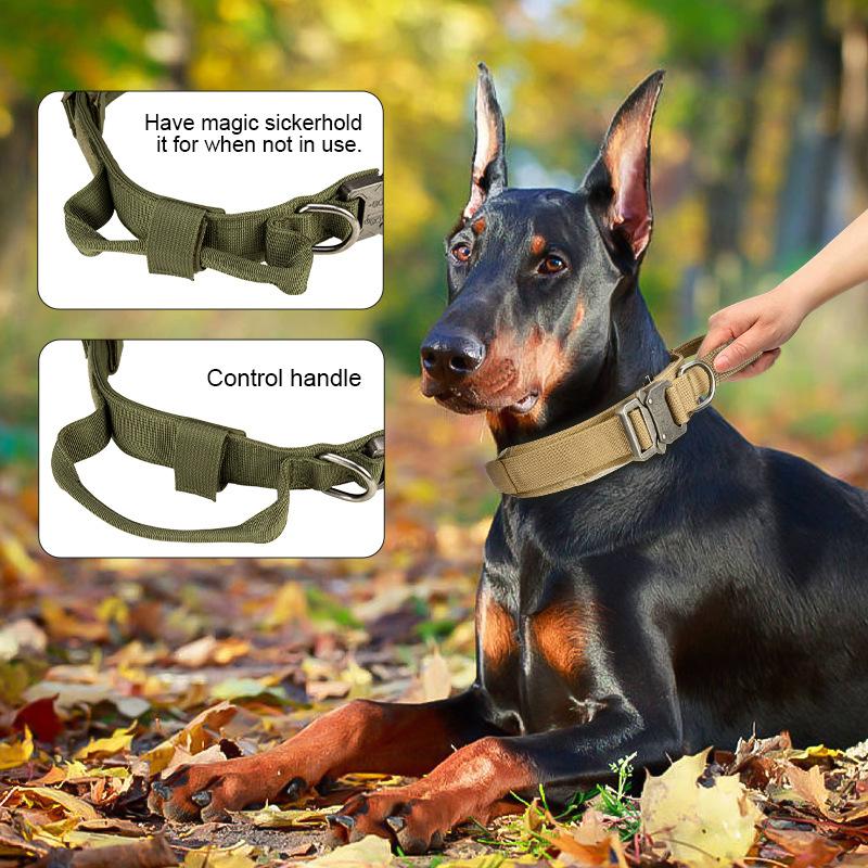 Pet Dog Collar Explosion-proof Tactical Collar with Handle Medium and Large Dog Collar