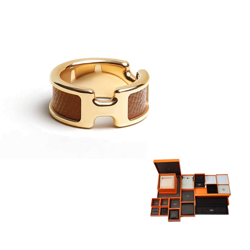 Hermes Olympe Металлические кольца Унисекс Золотые H500058FC37S