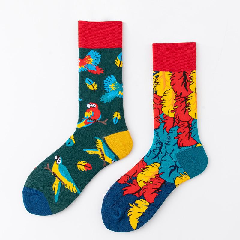 REMOULD Women Fashion Designer Mismatching AB Socks High Quality for Girls Art Crazy Socks With Print Pattern Fancy Cool