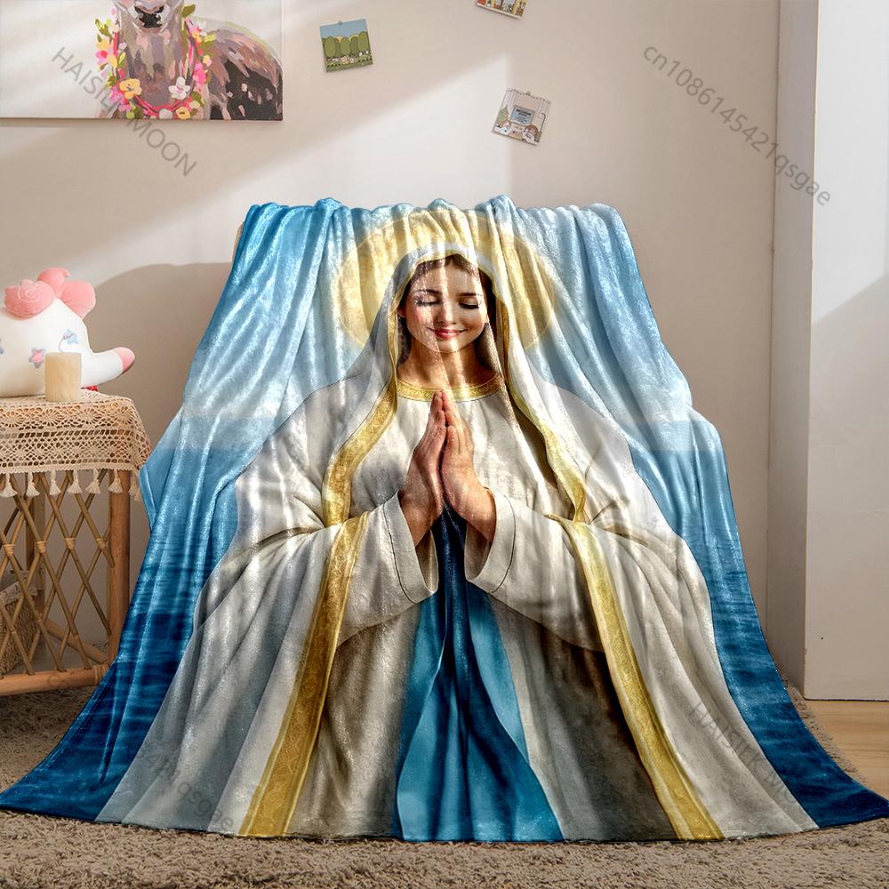 1PC Praying saintly figure Print Blanket Warm Soft Fluffy Kids and Adult Sofa Bed Throw Blanket Outdoor Travel Camping RV