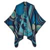 New Geometric Abstract Line Stitching Women's Autumn and Winter Warm Split Shawl Cape with Decorative Scarf