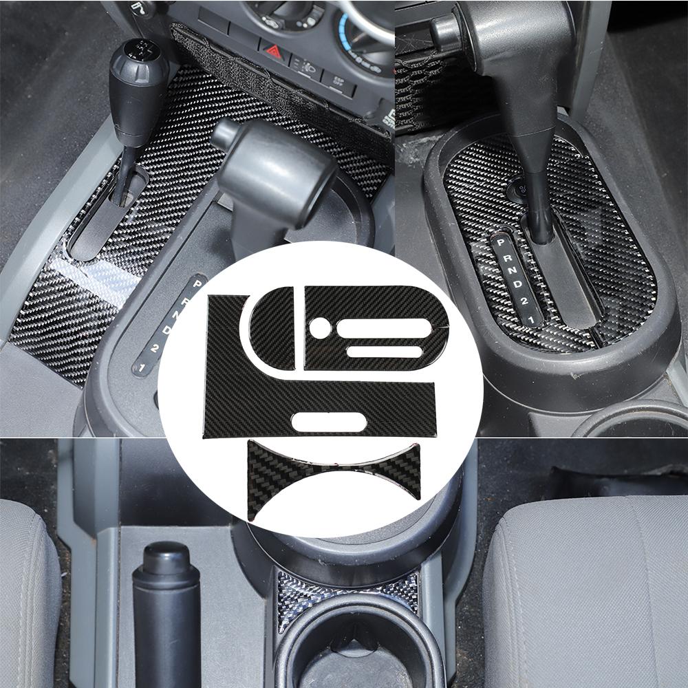 Автомобильная панель переключения передач, декоративная крышка, наклейки для Jeep Wrangler JK 2007 2008 2009 2010, аксессуары для интерьера из настоящего карбона