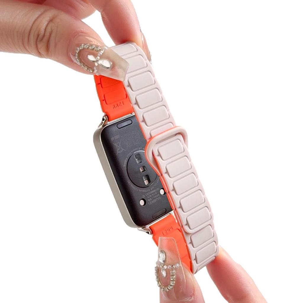 Силиконовый магнитный спортивный ремешок Huawei Band 10 - Двухцветный браслет для умных часов 8/9