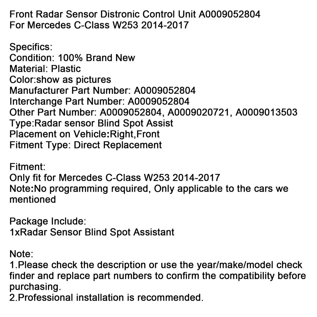 Блок управления передним радарным датчиком A0009052804 Для Mercedes C-Class W253 14-17