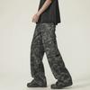 Весенние камуфляжные рабочие брюки для мужчин и женщин, прямого кроя, свободные, с несколькими карманами, широкие штанины, повседневные