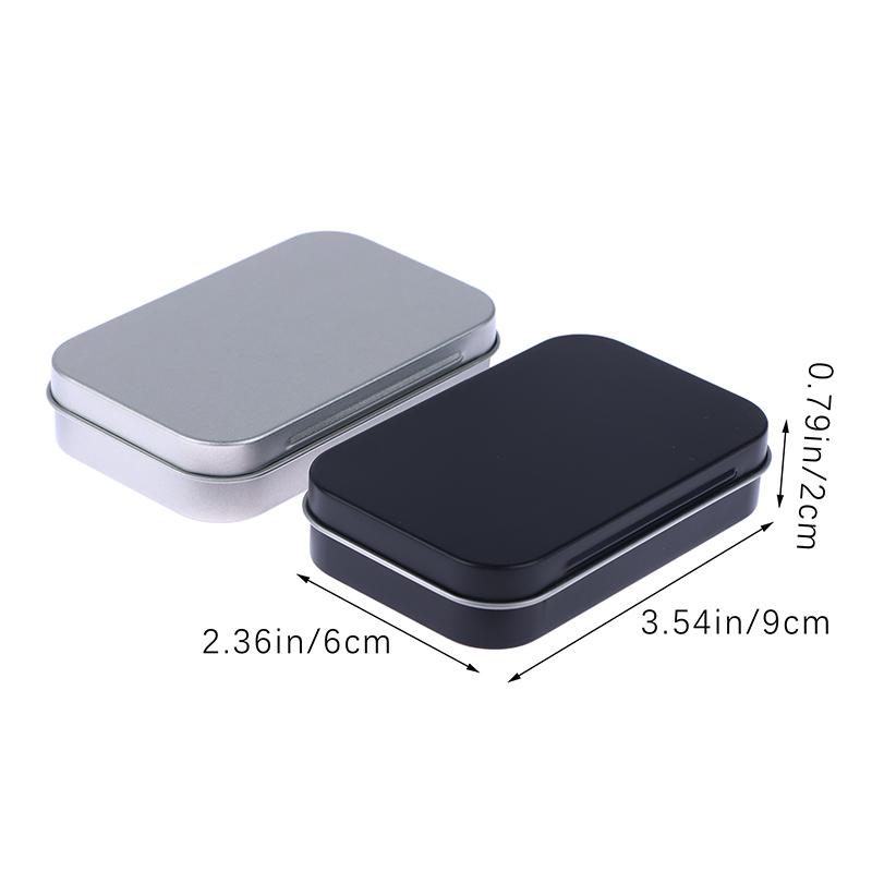 1Pc Survival Kit Small Empty Tinplate Silver Black Flip Storage Box Organizer For Money Coin Candy Key Cigarette Sealed Box