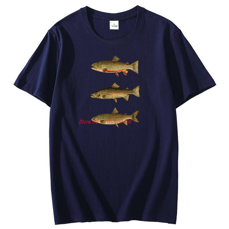 Vintage Lake Trout Rainbow Trout And Brook Trout Graphic T Shirts Cotton Short Sleeve Tshirts Unisex New Shirts And Tshirts