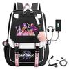 Movie Peripheral Print Backpack, School Bag Student Campus With Plush Ball Backpack With USB Port