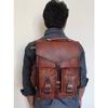 Подлинная винтажная коричневая кожаная сумка-рюкзак, мужская сумка через плечо