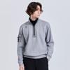 CHALLENGER Men'S Mink Bonded Woven Mix Half-Zip Long Sleeve T-Shirt Melange Grey