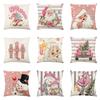 Christmas Day Party Decoration Pillowcase Santa Claus Dwarf Snowman Print Pillow Cover Sofa Room Home Decoration Christmas Gift
