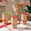Creative Christmas Ceramic Cup with Cover High Precision Home Large Capacity Office Couple Water Cup Soft Gift Mug
