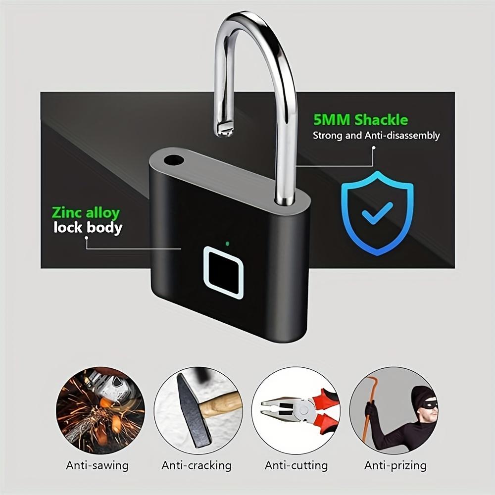 Fingerprint Padlock, Fingerprint Lock, Keyless Biometric Lock For Luggage, Backpack, Backpack, Bicycle, Study Locker, Storage Locker Lock