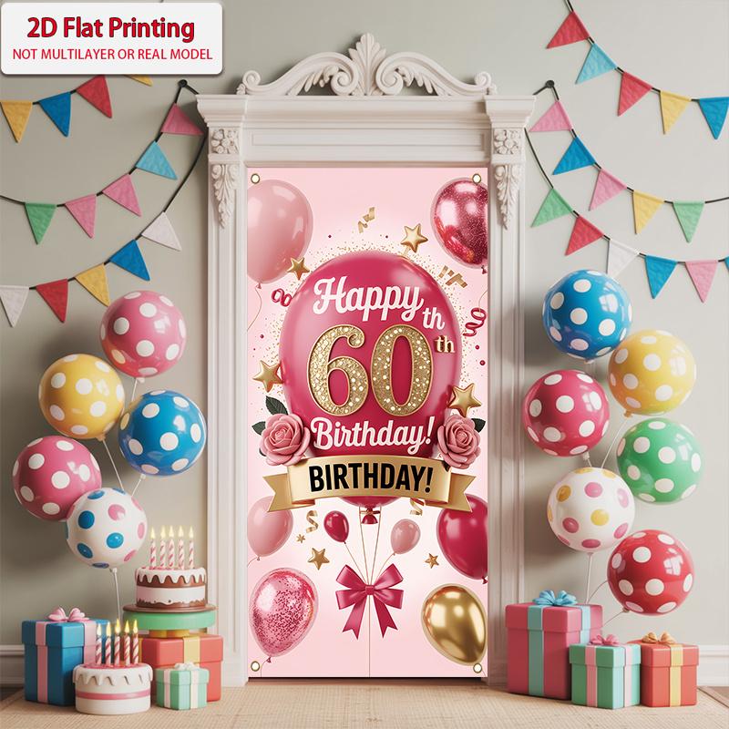Happy Birthday Door Curtain Celebrating Walls Polyester 89.92x179.83cm Home Decor