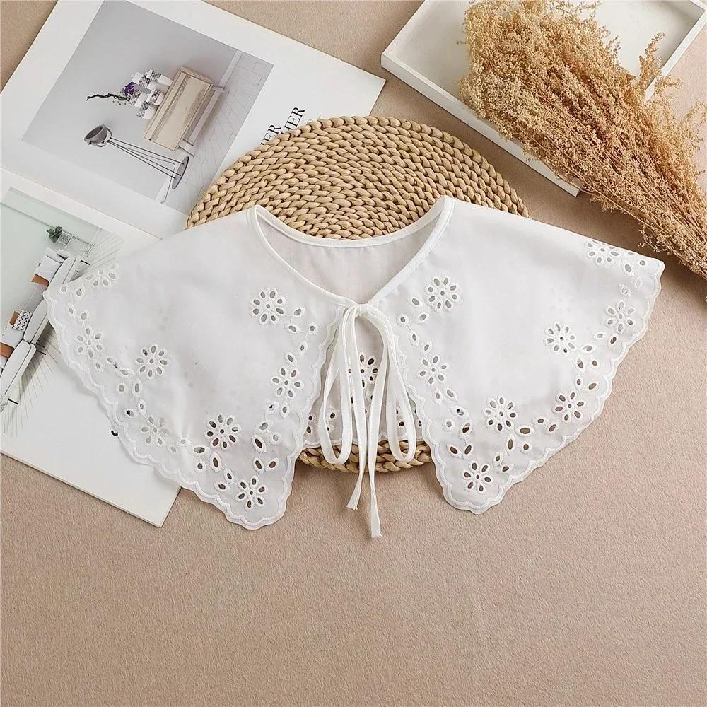 Summer Bow Tie Shawl White Fake Collars for Women Removable Dress Detachable Collar Wrap Shawl  False Collar Decor